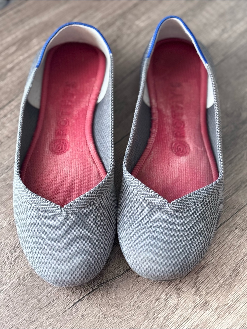 Rothy's Gray Knit Ballet Flats with Pink Insole